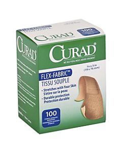 Medline Comfort Cloth Adhesive Fabric Bandages, 3/4in x 3in, Neutral, Box Of 100