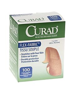 Medline Adhesive Flex Fabric Bandages, 1in x 3in, Box Of 100