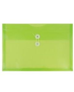 JAM Paper Plastic Booklet Envelopes, Legal-Size, 9 3/4in x 14 1/2in, Button & String Closure, Lime Green, Pack Of 12
