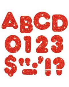 TREND Ready Letters 4in Casual Uppercase Sparkle Letters, Red, Pack Of 72