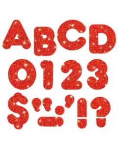 TREND Ready Letters 4in Casual Uppercase Sparkle Letters, Red, Pack Of 72