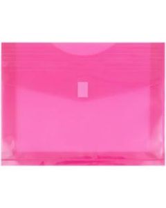 JAM Paper Plastic Booklet Envelopes, Letter-Size, 9 3/4in x 13in, Hook & Loop Closure, Fuchsia Pink, Pack Of 12