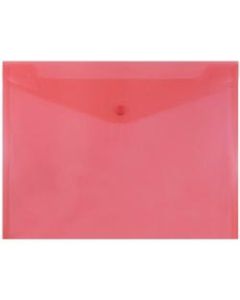 JAM Paper Booklet Plastic Envelopes, Letter-Size, 9 3/4in x 13in, Button-Snap Closure, Red, Pack Of 12