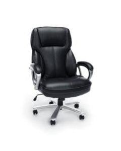 OFM Essentials Big And Tall Ergonomic Bonded Leather High-Back Chair, Black/Silver