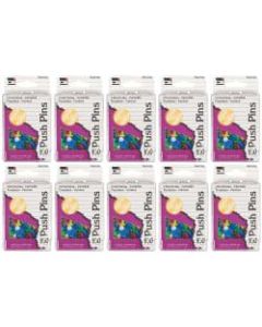 Charles Leonard Pushpins, 7/16in, Assorted Colors, 100 Pushpins Per Box, Pack Of 10 Boxes