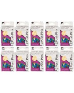 Charles Leonard Pushpins, 7/16in, Assorted Colors, 100 Pushpins Per Box, Pack Of 10 Boxes