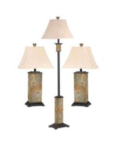 Kenroy Home Bennington Lamp Set, Cream Shade/Tan Base, Set Of 3 Lamps