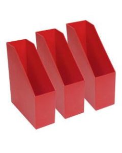 Romanoff Magazine Files, 9 1/2inH x 3 1/2inW x 11 1/2inD, Red, Pre-K - Grade 8, Pack Of 3