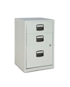 Bisley 14-13/16inD Vertical 3-Drawer Under-Desk Storage Cabinet, Metal, Light Gray
