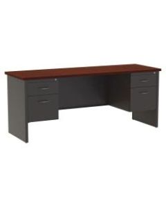 WorkPro Modular 72inW x 24inD Double Pedestal Desk, Charcoal/Mahogany