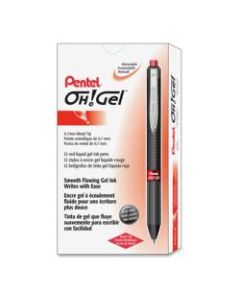 Pentel OH! Medium Point Gel Pens - Medium Point Type - 0.7 mm Point Size - Red Gel-based Ink - Carbon Fiber Barrel - 12 / Dozen
