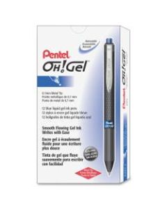 Pentel OH! Gel Pens, Medium Point, 0.7 mm, Carbon Fiber Barrel, Blue Ink, Pack Of 12 Pens