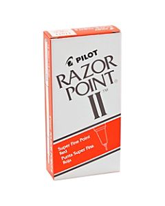 Pilot Razor Point II Marker Pens - Super Fine Pen Point - 0.3 mm Pen Point Size - Red - Red Barrel - Plastic Tip - 12 / Dozen