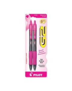 Pilot G2 Retractable Gel Pens, Fine Point, 0.7 mm, Pink Barrel, Black Ink, Pack Of 2 Pens