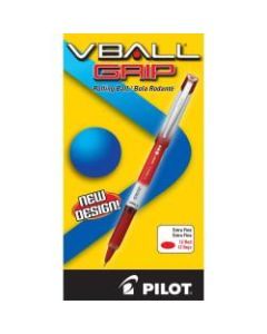 Pilot Vball Grip Liquid Ink Rollerball Pens - Fine Pen Point Type - 0.5 mm Pen Point Size - Red - Metal Barrel - 1 Dozen