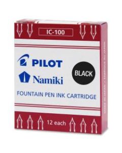 Pilot Fountain Pen Ink Cartridges, Fine Point, Black Ink, Pack Of 12