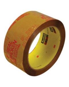 3M 3732 Preprinted Carton Sealing Tape, 3in Core, 2in x 55 Yd., Tan/Red, Case Of 6