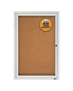 Quartet Enclosed Outdoor 1-Door Bulletin Board, 36in x 24in, Aluminum Frame With Silver Finish