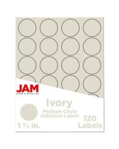 JAM Paper Circle Label Sticker Seals, 1 2/3in, Ivory, Pack Of 120