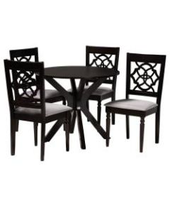Baxton Studio Sadie Dining Set, 29-15/16inH x 35-7/16inW x 35-7/16inD, Gray/Dark Brown