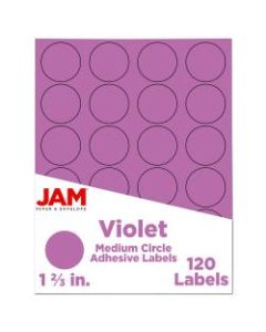 JAM Paper Circle Label Sticker Seals, 1 2/3in, Purple, Pack Of 120