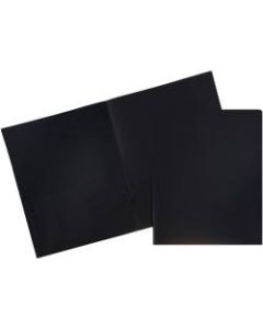 JAM Paper Plastic 2-Pocket POP Folders, 9 1/2in x 11 1/2in, Black, Pack Of 6