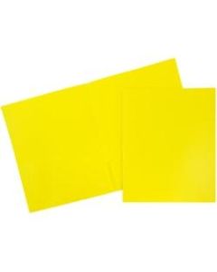 JAM Paper Plastic 2-Pocket POP Folders, 9 1/2in x 11 1/2in, Yellow, Pack Of 6