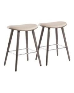 LumiSource Saddle Counter Stools, Gray/Cream, Set Of 2 Stools