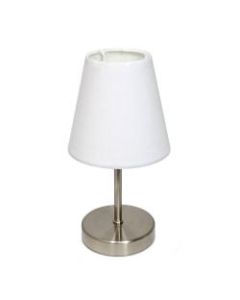 Simple Designs Mini Basic Table Lamp, 10in, White Shade/Sand Nickel Base