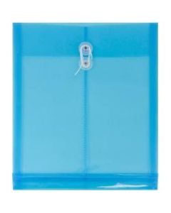 JAM Paper Open-End Plastic Envelopes, Letter-Size, 9 3/4in x 11 3/4in, Blue, Pack Of 12