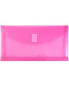 JAM Paper Plastic Booklet Envelopes, #10, Hook-And-Loop Closure, Fuchsia Pink, Pack Of 12