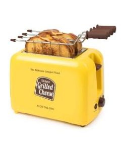 Nostalgia Electrics Deluxe Extra-Wide Slot Grilled Cheese Sandwich Toaster With Easy-Clean Toasting Baskets, Yellow