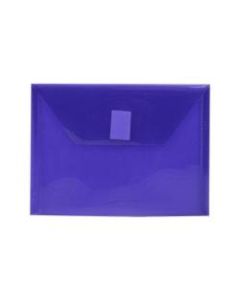 JAM Paper Plastic Booklet Envelopes With Hook-And-Loop Fastener, 5 1/2in x 7 1/2in, Gummed Seal, Purple, Pack Of 12