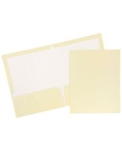 JAM Paper Glossy 2-Pocket Presentation Folders, Ivory, Pack Of 6