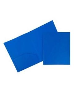 JAM Paper Heavy-Duty 2-Pocket Plastic Presentation Folders, 9in x 12in, Blue, Pack Of 6