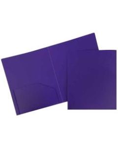 JAM Paper Heavy-Duty 2-Pocket Plastic Presentation Folders, 9in x 12in, Purple, Pack Of 6