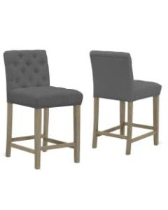 Glamour Home Alee Bar Stools, Gray/Antique Wood, Set Of 2 Stools