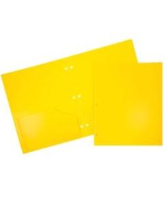 JAM Paper 3-Hole-Punched 2-Pocket Presentation Folders, 9in x 12in, Yellow, Pack Of 6