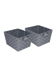 Honey-Can-Do Task-It Woven Baskets, Medium Size, Silver, Pack Of 2