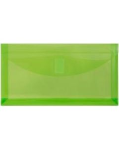 JAM Paper Plastic Booklet Envelopes, #10, Hook-And-Loop Closure, Lime Green, Pack Of 12