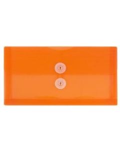 JAM Paper Booklet Plastic Envelopes, #10, Button & String Closure, Orange, Pack Of 12