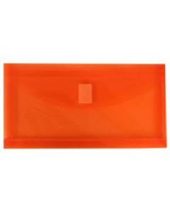 JAM Paper Plastic Booklet Envelopes, #10, Hook-And-Loop Closure, Orange, Pack Of 12