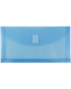 JAM Paper Plastic Booklet Envelopes, #10, Hook-And-Loop Closure, Blue, Pack Of 12