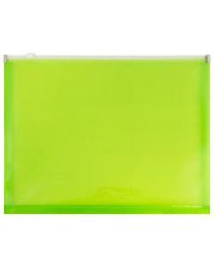 JAM Paper #10 Plastic Envelopes, Zipper Closure, Lime Green, Pack Of 12