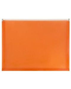 JAM Paper #10 Plastic Envelopes, Zipper Closure, Orange, Pack Of 12