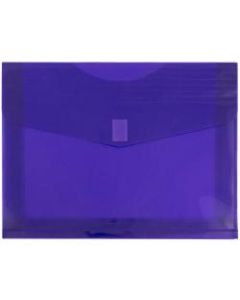 JAM Paper Plastic Booklet Envelopes, Letter-Size, 9 3/4in x 13in, Hook & Loop Closure, Purple, Pack Of 12