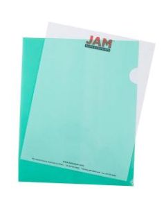 JAM Paper Plastic Sleeves, 9in x 11 1/2in, 1in Capacity, Green, Pack Of 12