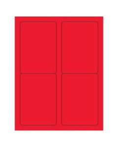 Office Depot Brand Labels, LL176RD, Rectangle, 3 1/2in x 5in, Fluorescent Red, Case Of 400