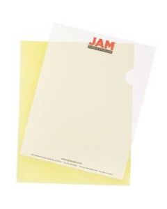 JAM Paper Plastic Sleeves, 9in x 11 1/2in, 1in Capacity, Yellow, Pack Of 12