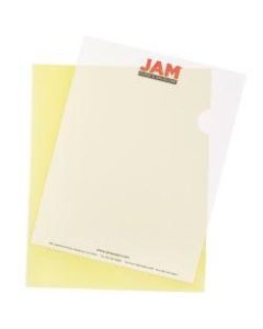JAM Paper Plastic Sleeves, 9in x 11 1/2in, 1in Capacity, Yellow, Pack Of 12